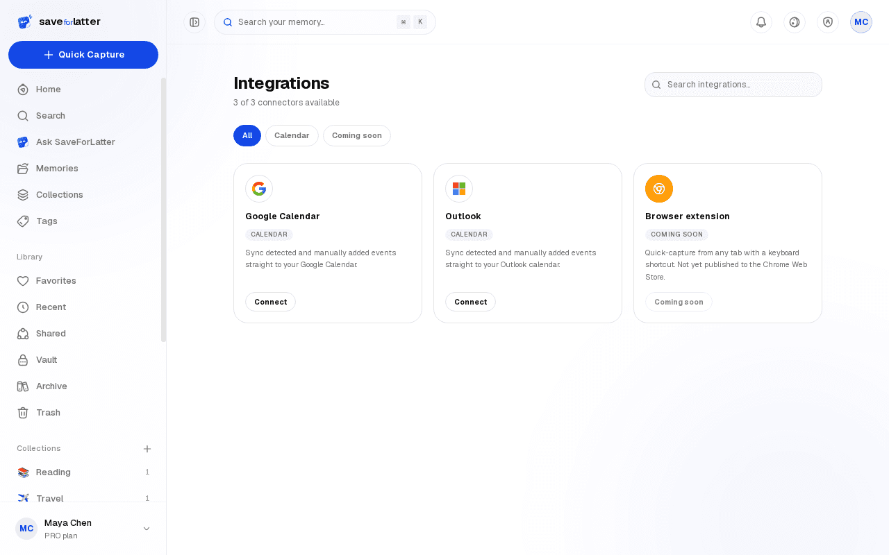 Browser extension screen