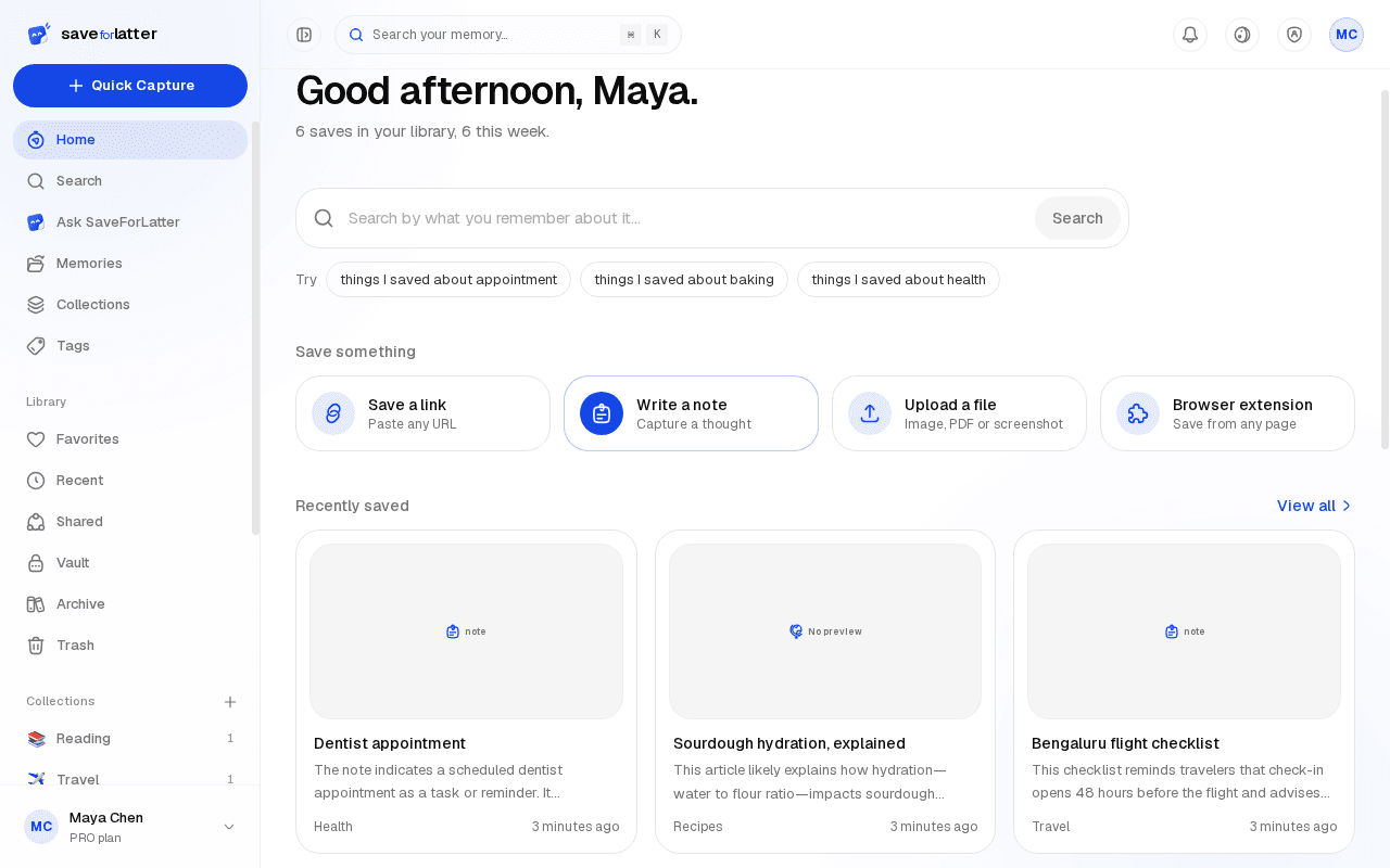 Getting started screen