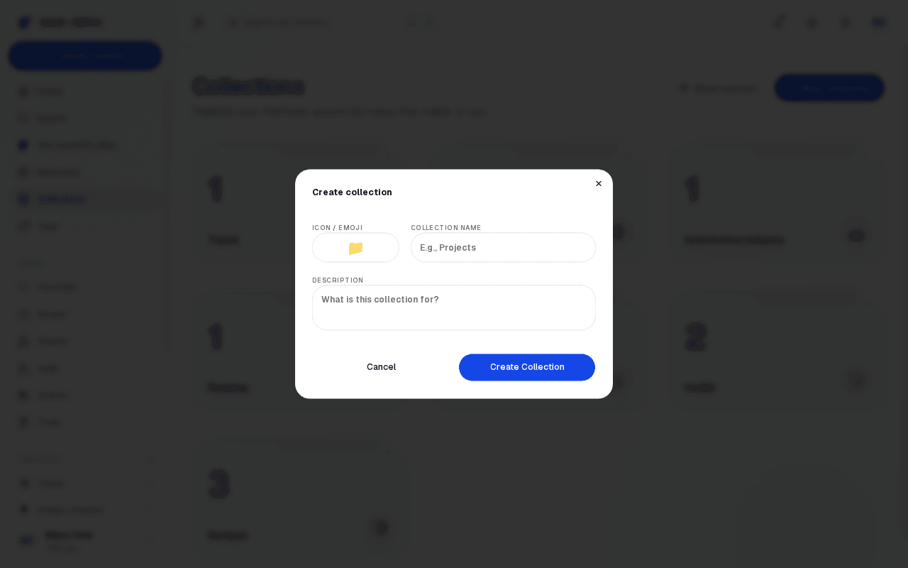 The new collection dialog