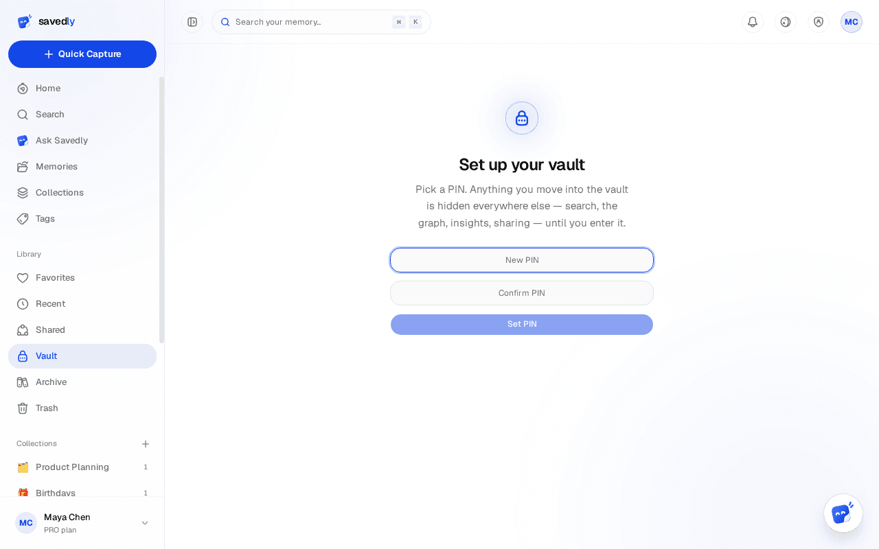 Vault screen