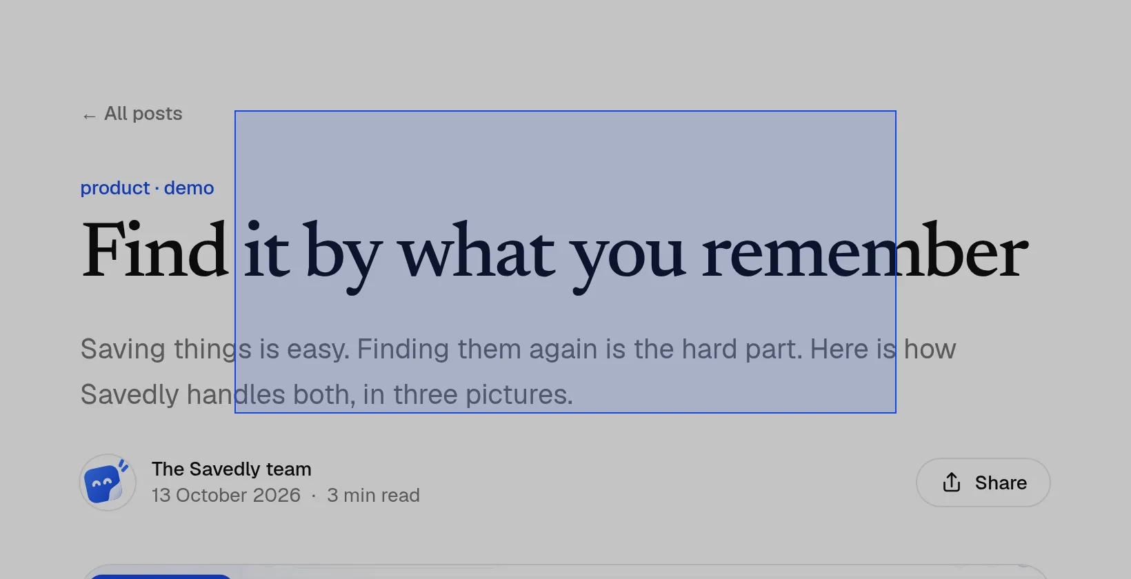 Dragging a box over part of a page to screenshot it