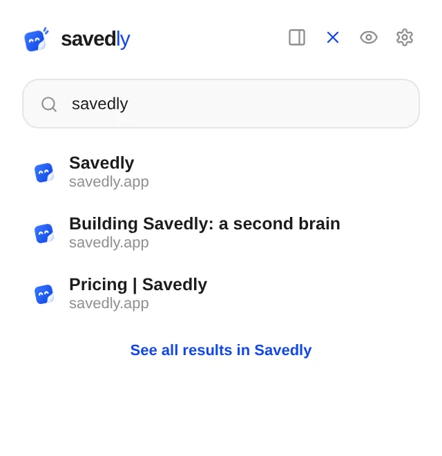 Searching your library from the Savedly popup