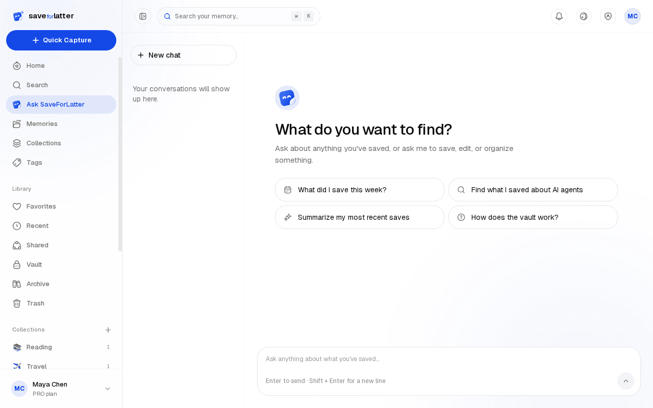 Ask Savedly screen